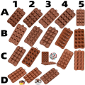 Miniatyrbillede 2 af 3: ECELEN Multi-shape (tilfældig farve) Diverse silikonechokoladeforme, fødevaregodkendt silikoneform til chokolade, slik, gelé, isterninger. A1 Multi-Style