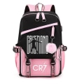Miniatyrbild 5 av 5: Cr7 Barn Flickor Pojkar Skolväskor Dam USB ryggsäck Canvas Tonåring Bagpack Packsack Stundent Bookbag 2