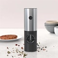 Miniatyrbild 2 av 5: Automatisk saltpepparkvarn Elektrisk krydda Batteridriven Justerbar Grovhet Peppar Silver