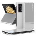 Miniatyrbillede 1 af 5: Mirror Surface Anti-drop telefontaske til Honor Magic V2 5g pc View Window Flip telefoncover med stativ Silver