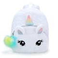 Miniatyrbild 1 av 5: Plysch Unicorn Ryggsäck Fluffig Unicorn Skolväska Baby Barn Skolväska Dubbel Axelväska För Dagis Flicka Pojke Vit