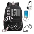 Miniatyrbild 1 av 5: Cr7 Barn Flickor Pojkar Skolväskor Dam USB ryggsäck Canvas Tonåring Bagpack Packsack Stundent Bookbag 14