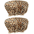 Miniatyrbillede 1 af 3: 2 stk Badehætter Dobbeltlags Peva vandtætte elastiske badehætter Hårbeskyttelseshætter (leopardprint)