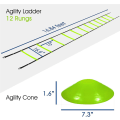 Pikkukuva 2 / 5: Ultimate Combo Agility Ladder set Speed ​​Agility Tikkaat 12 säädettävää puolta, 12 agilitykartiota ja 4 teräspuikkoa - mukana kantolaukku A  Combo Lime