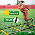 Pikkukuva 5 / 5: Ultimate Combo Agility Ladder set Speed ​​Agility Tikkaat 12 säädettävää puolta, 12 agilitykartiota ja 4 teräspuikkoa - mukana kantolaukku D  Combo Yellow