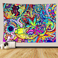 Pikkukuva 1 / 5: Psykedeelinen kuvakudos Trippy Abstrakti Peitto riippuva kodin seinäkoristelu 150x130cm