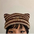 Pikkukuva 3 / 5: Virkatut hatut naisille Kissa Korva Pipo Vintage Pipo Naisten Fox Hat Grunge Asusteet Slouchy Pipot y2k Asusteet