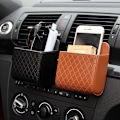 Miniatyrbild 3 av 5: Bilförvaringsväska Luftventil Instrumentbräda Snyggt Hängande Läder Organizer Box Glasögon Telefonhållare Förvaring Organizer Biltillbehör|stuva Städning| Black With Hook