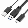 Miniatyrbillede 2 af 5: CY UC-125 USB Type-C til USB 3.0 Han & USB 2.0 Dobbelt Strøm Data Y-kabel til Bærbar & Harddisk