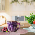 Miniatyrbilde 2 av 3: Mineralkrystall Kaffeekrus, Flerfargede Kaffeekrus Med Håndtak, Elegant Krystallgave Til Hjem & Kontor Purple