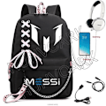 Miniatyrbillede 1 af 2: Messi Rygsæk Fodbold Super Star Stor Kapacitet Simpel Sort Teenagere Skoletasker Rejse Kvinde Mandlige Studerende Computer Mochilas Dark Grey
