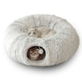 Miniatyrbilde 1 av 4: Kattetunnel Katteseng Hule Med Matte For Innendørs Katt Fret Collapsible Plysj Kattehule Rør Donut Tunnel Multifunksjonelle Katteleker
