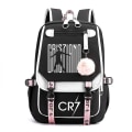 Miniatyrbild 4 av 5: Cr7 Barn Flickor Pojkar Skolväskor Dam USB ryggsäck Canvas Tonåring Bagpack Packsack Stundent Bookbag 2