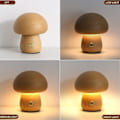 Miniatyrbillede 4 af 5: Svamp Lampe, 3 Farver USB Dæmpbar Sengelampe med Touch-kontrol, Vintage Træbordlampe til Soveværelsesdekoration