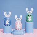Miniatyrbilde 1 av 5: Elektrisk tannbørste for barn Automatisk munnrengjøringsenhet usb-lading Sonic Søt dinosaur U-formet tannpleie Pink-Upgraded Ages 2-6