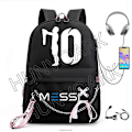 Miniatyrbillede 1 af 2: Messi Rygsæk Fodbold Super Star Stor Kapacitet Simpel Sort Teenagere Skoletasker Rejse Kvinde Mandlige Studerende Computer Mochilas Yellow