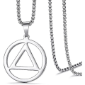 Miniatyrbild 3 av 4: Halsband för män Rostfritt stål Aa Recovery Triangle Halsband Nykterhetspresenter för män