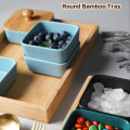 Miniatyrbild 4 av 6: Bambu serveringsbricka rektangulär frukostbricka i trä Serveringsfat rektangulär träbricka