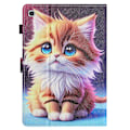 Pikkukuva 3 / 5: Samsung Galaxy Tab S6 Lite -värillinen piirrosompelu, nahkainen case Yellow Cat