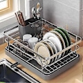Miniatyrbilde 2 av 5: Stort Oppvaskstativ med Automatisk Drenering og Sklisikkert Design - Stabilt, Plassbesparende, Enkel Installering white