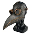 Miniatyrbillede 4 af 5: Maske Halloween kostume fugl lang næse næb Pu læder Steampunk Gray