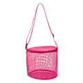 Miniatyrbilde 2 av 2: Sylindrisk tøyveske i netting, stor kapasitet Sandstrandleker Oppbevaringsveske Bærestropper og sommerstrandveske med glidelås for gutter, jenter Hot Pink One Size