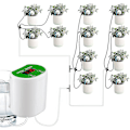 Miniatyrbild 1 av 5: Automatiskt bevattningssystem, 12 st Droparrow droppbevattningskit för inomhusväxter, LED-display och USB-kraftstation automatiskt bevattningssystem, Automatiskt P Green JH12