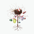 Pikkukuva 1 / 3: Bird's Nest Villa Tree Garden Retro nurmikon puusta riippuvat lemmikkitarvikkeet