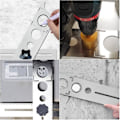 Miniatyrbilde 5 av 5: Keramiske fliser Hull Locator Rustfritt stål Retning Jig Nøyaktig borehull Gulvboring Guide Finder Måler