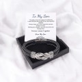 Miniatyrbillede 1 af 4: To My Son Armbånd, Forever Linked Together Flettet læderarmbånd