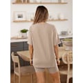 Miniatyrbillede 5 af 5: Kvinder 2-delt sæt Lounge Matchende 2-delt sommertøj Mode 2024 Oversized skjorter Biker Shorts Træningsdragt Uundværlig til sommeren