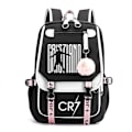 Miniatyrbild 1 av 5: Cr7 Barn Flickor Pojkar Skolväskor Dam USB ryggsäck Canvas Tonåring Bagpack Packsack Stundent Bookbag 1
