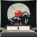 Miniatyrbillede 1 af 3: Tapestry Mountain Forest, Soltapet Natural Landscape Soveværelse Soveværelse (sort og hvid, (58"X79"))