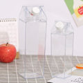 Miniatyrbild 1 av 5: Mjölkkartong vattenflaska klar fyrkantig mjölkflaska Plast läckagesäker kopp 1000 ml, återanvändbar transparent mjölkkartong vattenflaska 2pcs-1000ml