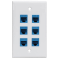 Miniatyrbilde 1 av 5: Cat 6 Ethernet Veggplate 6 Port, Ethernet Veggplate Hunn-hunn Avtakbar kompatibel med Cat7/6-haoyi BlueWhite