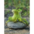 Pikkukuva 3 / 4: Miniature Fairy Garden Frog Frog Frog - Mini Back to Back sammakkopatsas