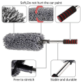 Miniatyrbilde 3 av 4: Uttrekkbar mikrofiber bilrengjøringsbørste Rustfritt stål Langt håndtak Støvvoks Vaskbar Drag Wax Shan Washer Auto Vindu Duster| |