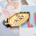 Miniatyrbilde 5 av 5: Gullbladfat Smykkerfat Rustfritt stål Mini Trinket Fat Ringskål Servantbrett til kommode (gull)