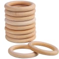 Pikkukuva 1 / 5: 10 kpl Macrame-puisia sormuksia 70 mm/2,7 tuumaa massiiviset suuret puiset sormukset askartelu-riipusliittimiin korujen valmistukseen
