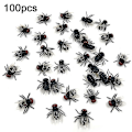 Miniatyrbilde 1 av 5: 100 stk. falske fluer i plast - Halloween-simulert insektflue - spøkefuglleker Black