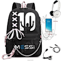 Miniatyrbillede 1 af 2: Messi Rygsæk Fodbold Super Star Stor Kapacitet Simpel Sort Teenagere Skoletasker Rejse Kvinde Mandlige Studerende Computer Mochilas Orange