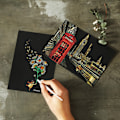 Miniatyrbillede 4 af 9: 4 stk 20x14 cm Magic Scratch Art Malepapir med tegnestok Børnelegetøj Multicolor