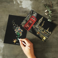 Pikkukuva 4 / 9: 4 kpl 20x14cm Magic Scratch Art -maalauspaperi ja piirustustikku lasten lelu Multicolor