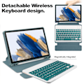 Miniatyrbillede 3 af 5: Tablettaske til Samsung Galaxy Tab A9+, med Bluetooth-tastatur Roterende Stand Pu+acrylcover Blackish Green
