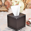 Miniatyrbild 5 av 5: Pu Läder Tissue Box-hållare, fyrkantigt case med botten