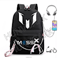 Miniatyrbillede 1 af 2: Messi Rygsæk Fodbold Super Star Stor Kapacitet Simpel Sort Teenagere Skoletasker Rejse Kvinde Mandlige Studerende Computer Mochilas Red