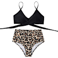 Miniatyrbillede 3 af 4: Kvinder Criss Cross Push Up svømmeoverdele Mavekontrol Halter Bikini Højtaljede badedragter Todelte badedragter