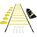 Pikkukuva 1 / 5: Ultimate Combo Agility Ladder set Speed ​​Agility Tikkaat 12 säädettävää puolta, 12 agilitykartiota ja 4 teräspuikkoa - mukana kantolaukku B  Combo Yellow