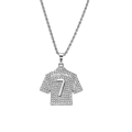 Pikkukuva 1 / 2: Jersey kaulakoru riipus miehille, hip hop Ronaldo No.7 Jersey kaulakoru, monivärinen valinnainen Silver