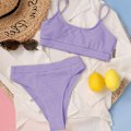 Pikkukuva 2 / 4: Naisten korkeavyötäröinen ribbinetti Cami Bikini Set Vaalea violetti L-US12